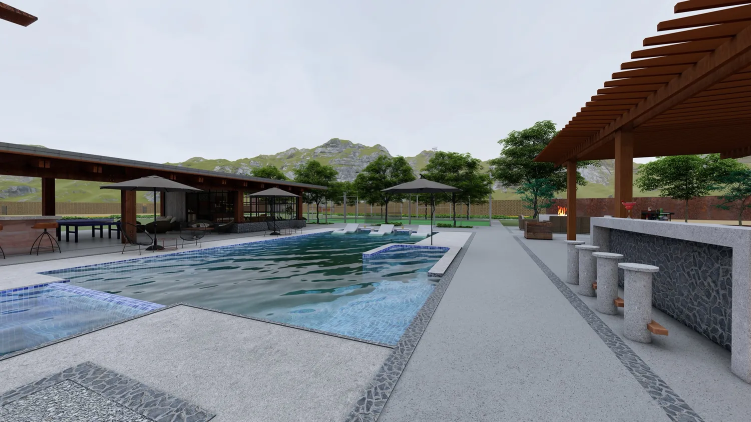 Alberca estilo resort