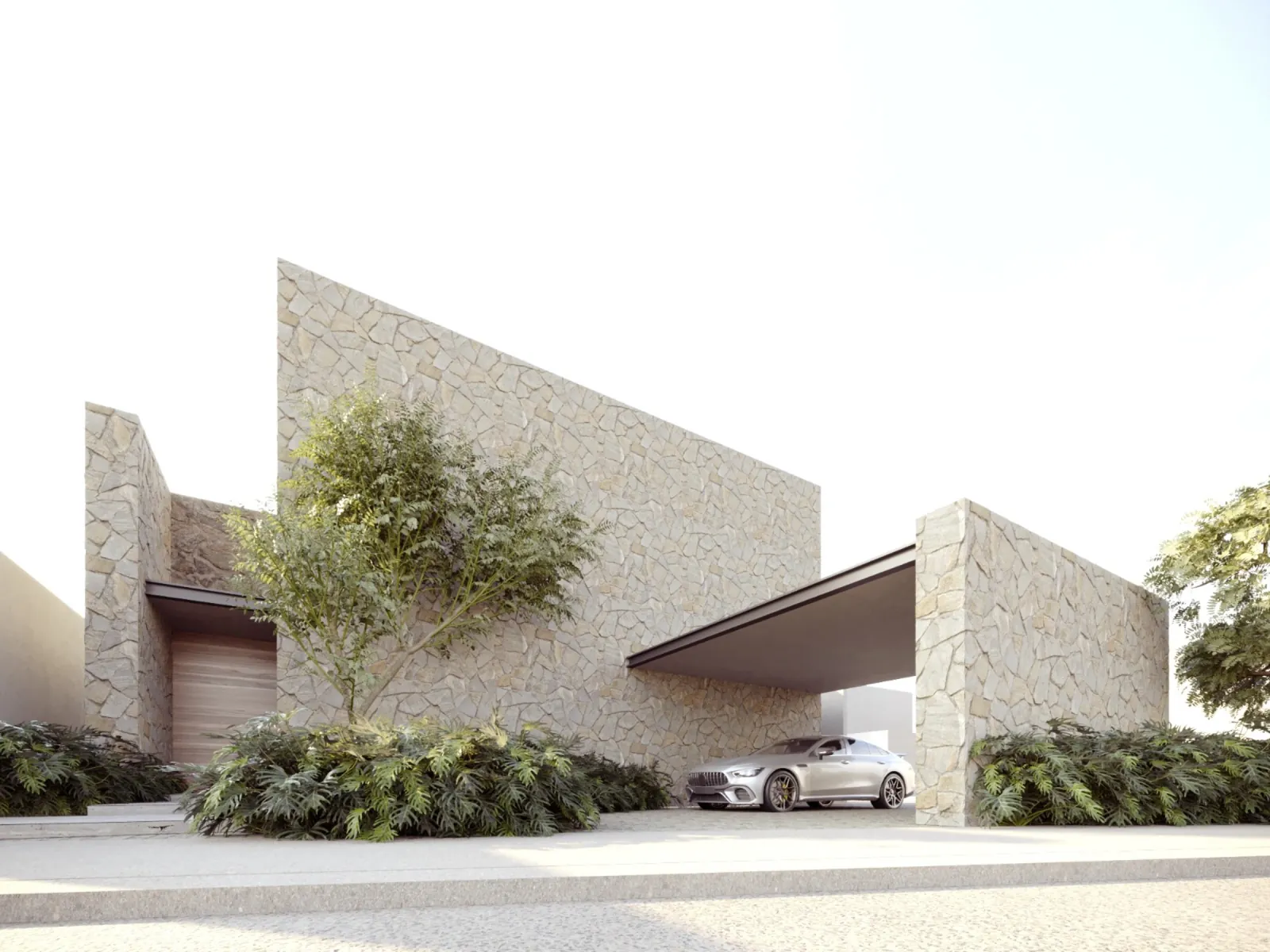 Fachada de piedra de una residencia en Artesa