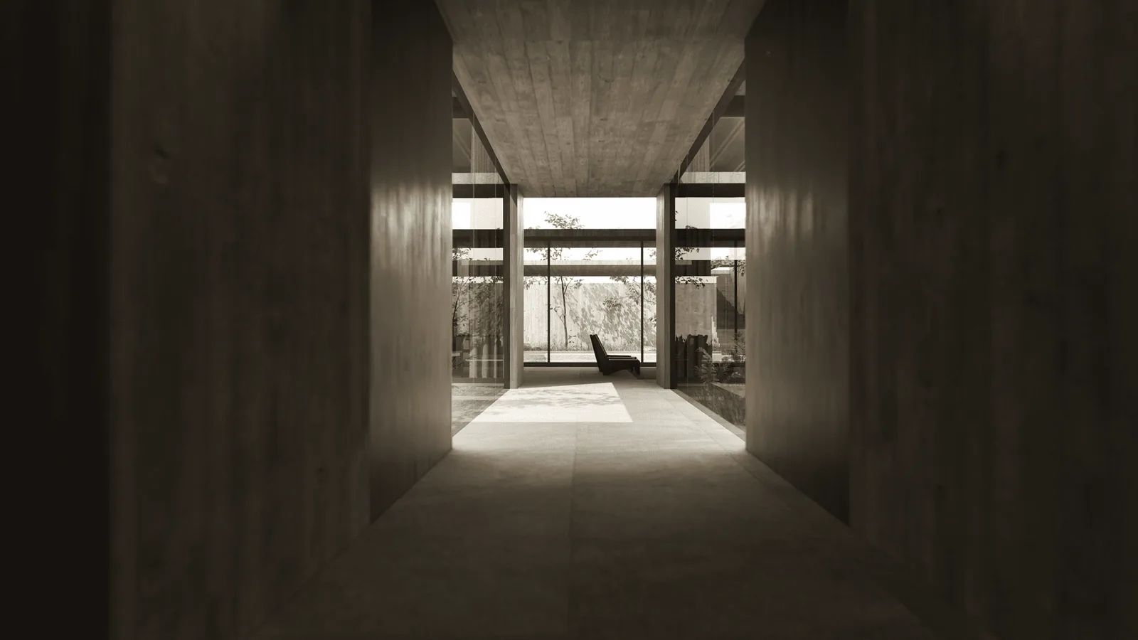 Corredor de concreto de Casa SA