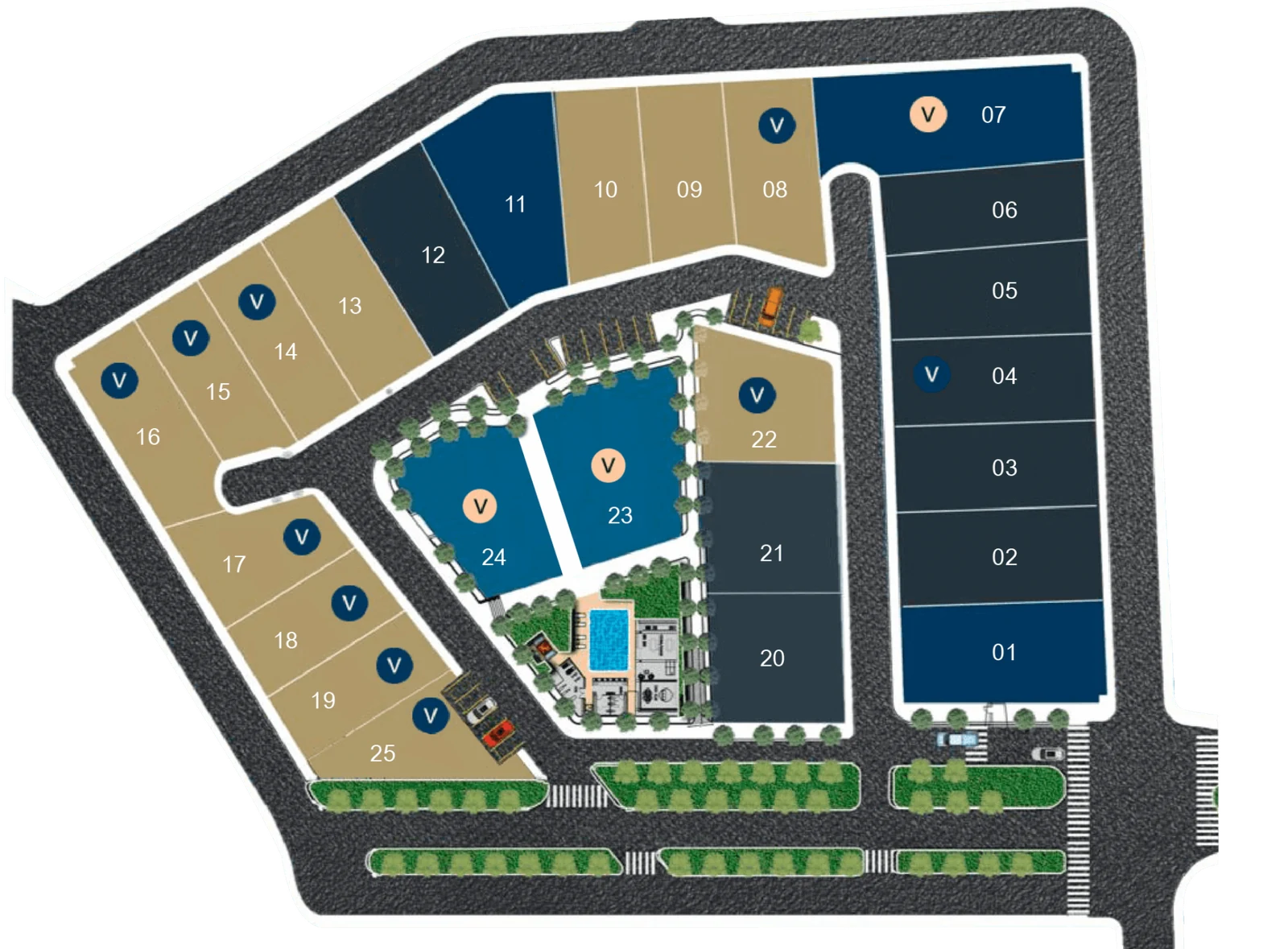 Master plan de Artesa Residencial con la distribución de lotes